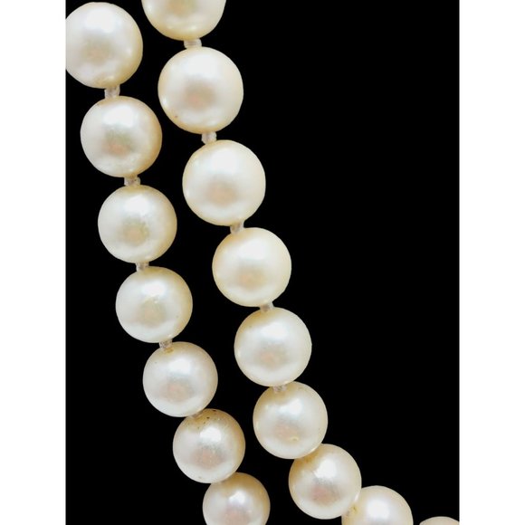 Vintage Signed Honora 14kt Gold & Diamond Double Strand Natural Pearl Necklace ( - Picture 2 of 8